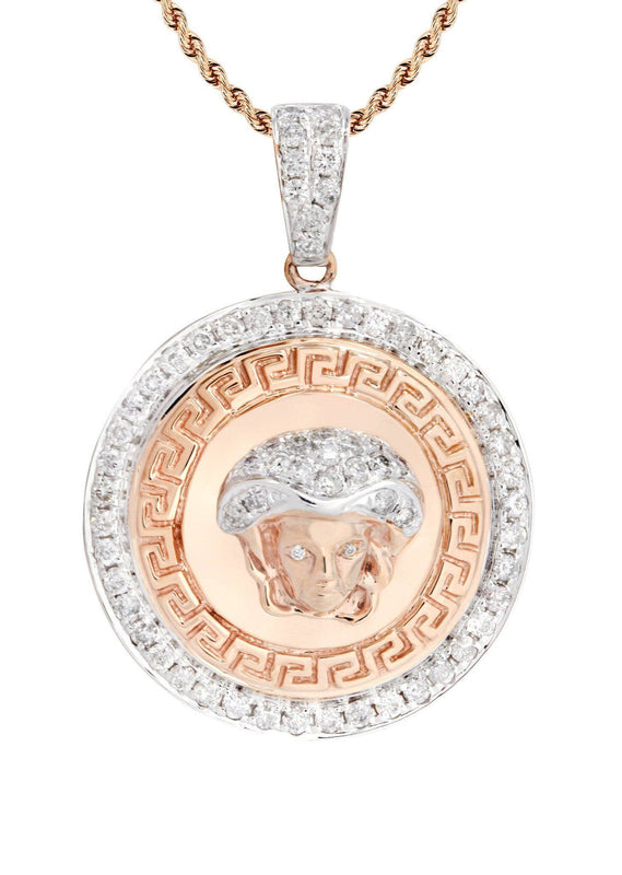 10K Rose Gold Medusa Diamond Necklace  | 1.02 Carats