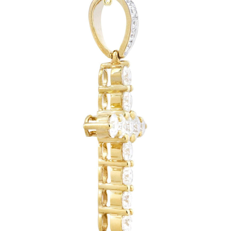 14K Yellow Gold Diamond Cross Necklace  | 1.55 Carats