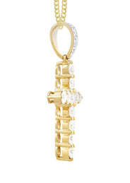 14K Yellow Gold Diamond Cross Necklace  | 1.55 Carats