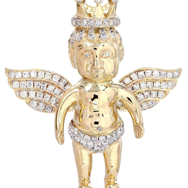 10K Yellow Gold Angel Diamond Necklace  | 1.72 Carats