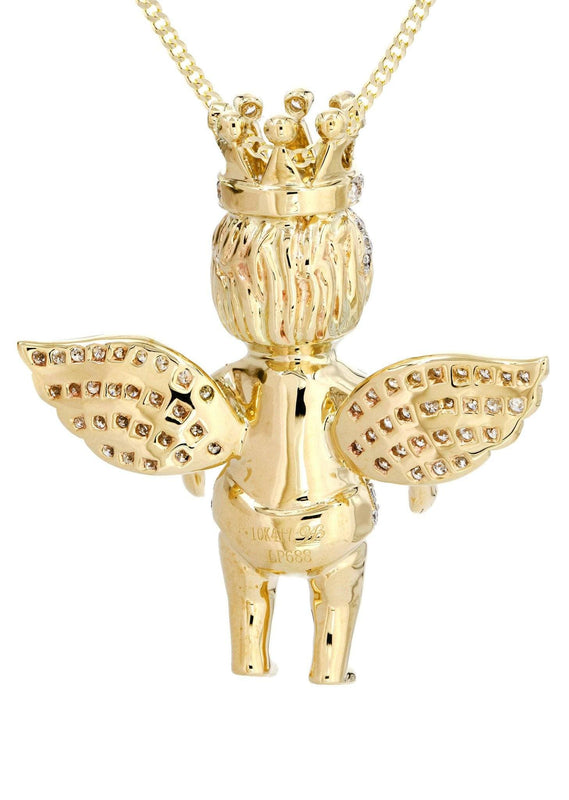 10K Yellow Gold Angel Diamond Necklace  | 1.72 Carats