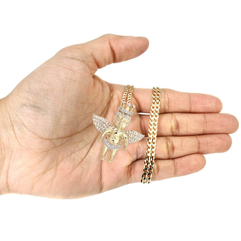10K Yellow Gold Angel Diamond Necklace  | 1.72 Carats