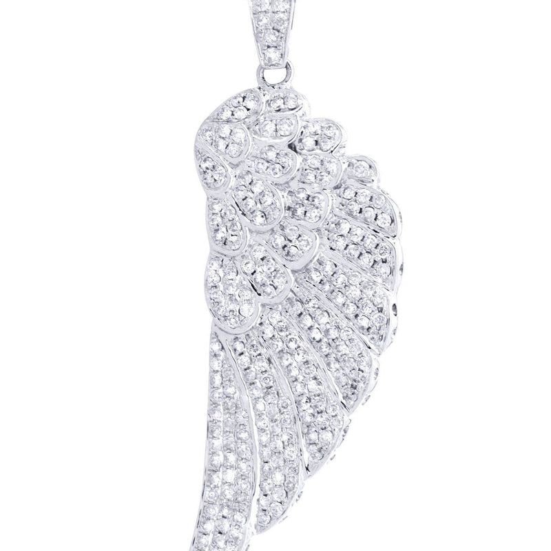 14K White Gold Angel Wing Diamond Necklace  | 1.75 Carats