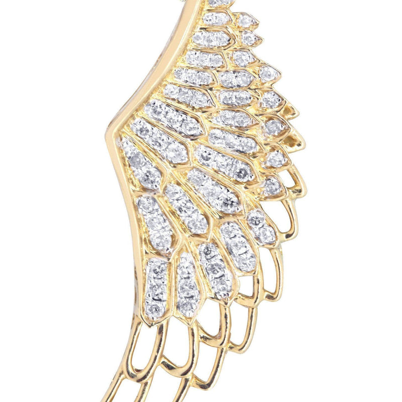 10K Yellow Gold Angel Wing Diamond Necklace  | 0.82 Carats