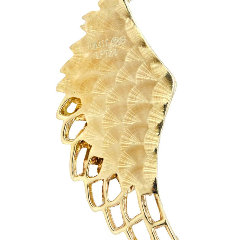 10K Yellow Gold Angel Wing Diamond Necklace  | 0.82 Carats