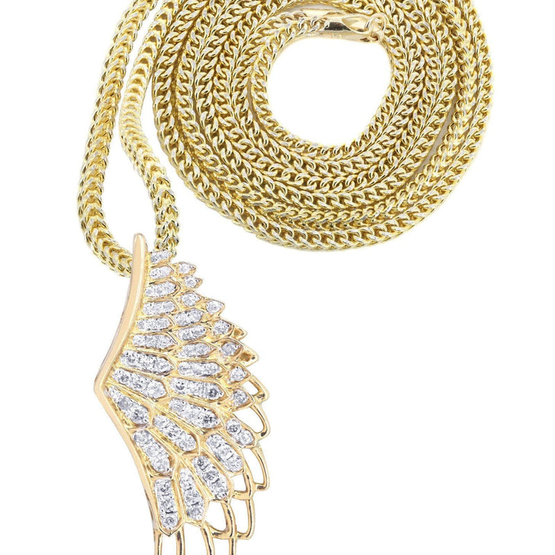 10K Yellow Gold Angel Wing Diamond Necklace  | 0.82 Carats