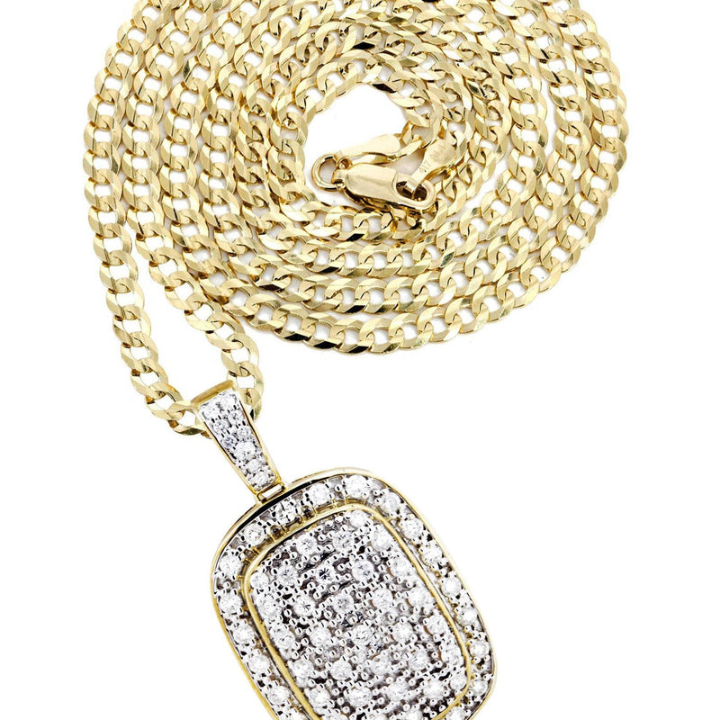 10K Yellow Gold Dog Tag Diamond Necklace  | 1.94 Carats