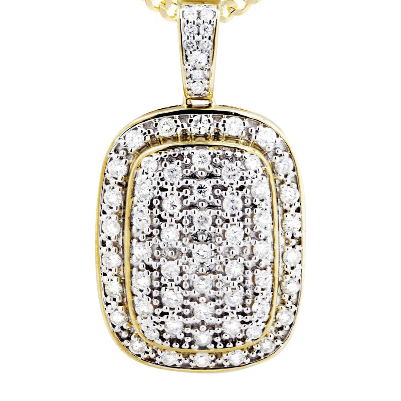 10K Yellow Gold Dog Tag Diamond Necklace  | 1.94 Carats