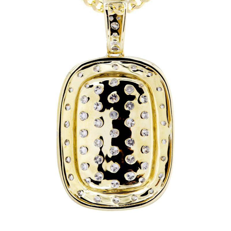 10K Yellow Gold Dog Tag Diamond Necklace  | 1.94 Carats
