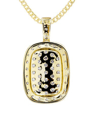10K Yellow Gold Dog Tag Diamond Necklace  | 1.94 Carats