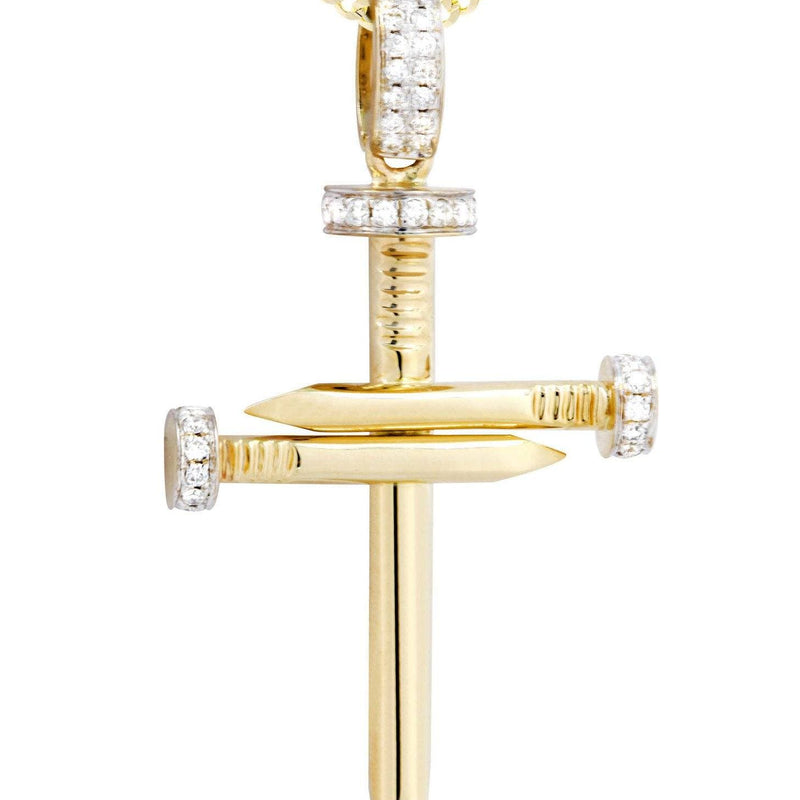 10K Yellow Gold Diamond Cross Necklace  | 0.19 Carats