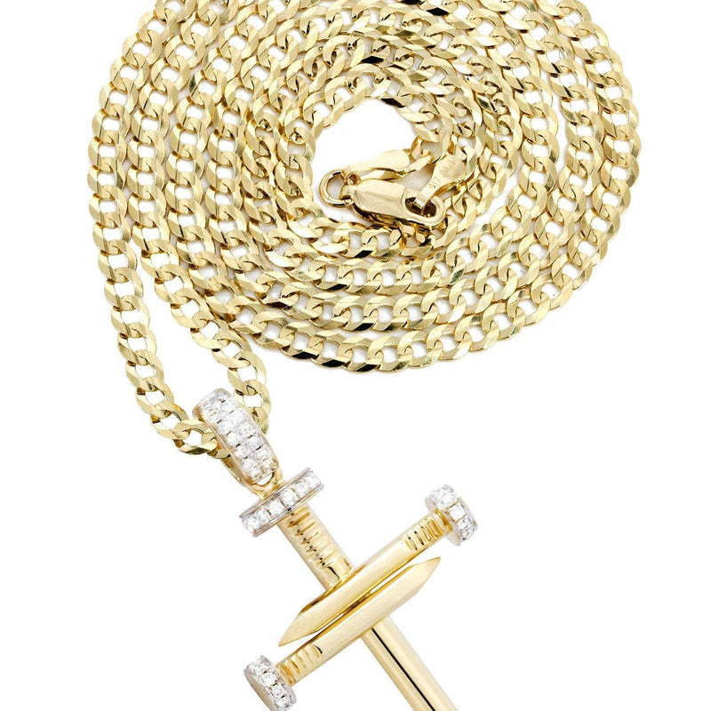 10K Yellow Gold Diamond Cross Necklace  | 0.19 Carats