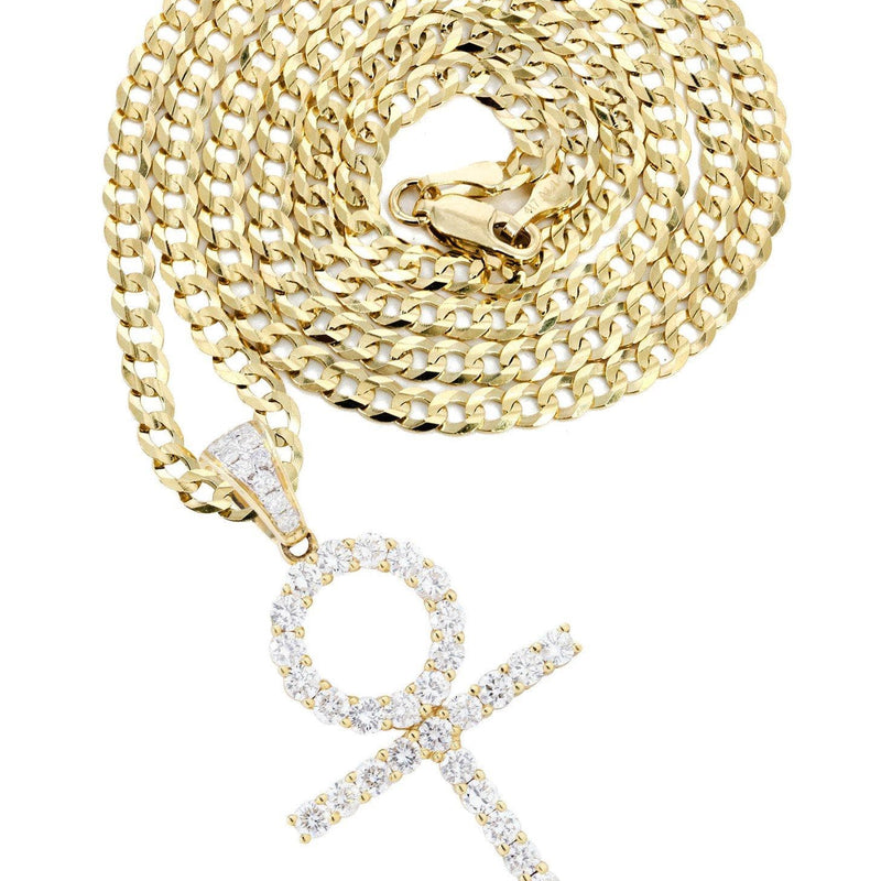 18K Yellow Gold Diamond Cross Necklace  | 2.01 Carats