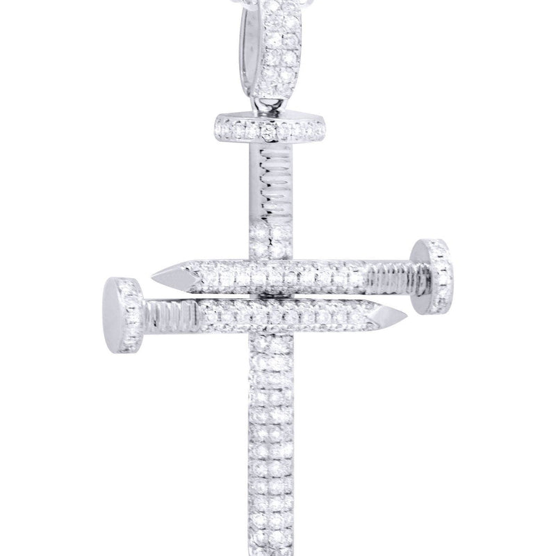 14K White Gold Diamond Cross Necklace  | 0.81 Carats