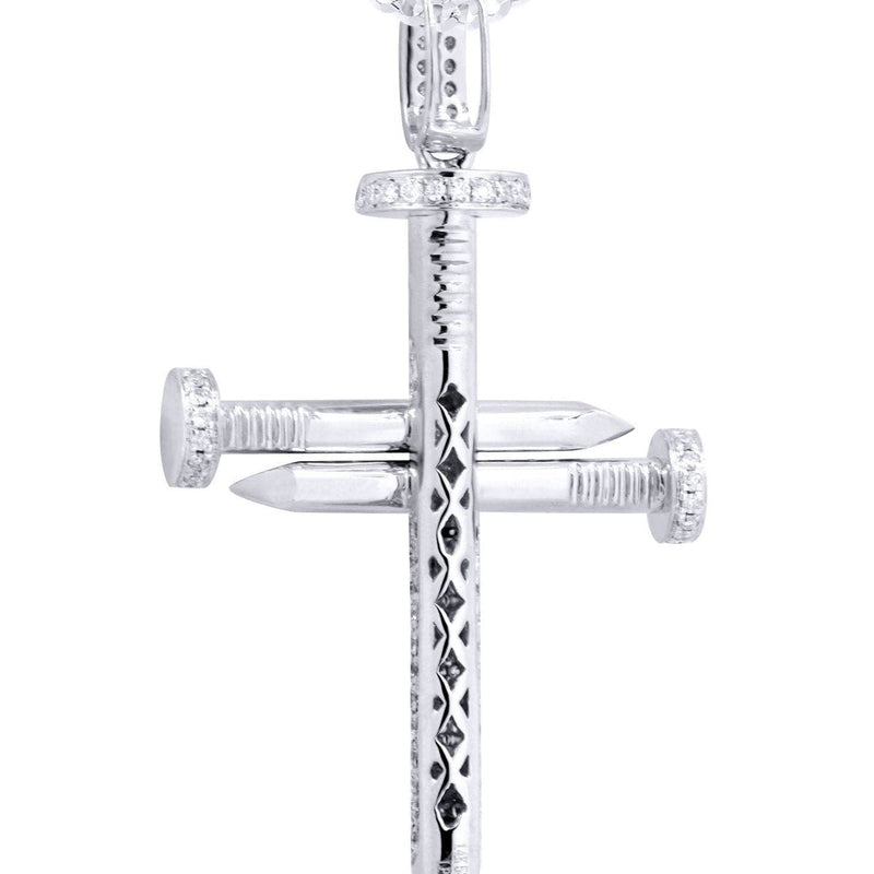 14K White Gold Diamond Cross Necklace  | 0.81 Carats