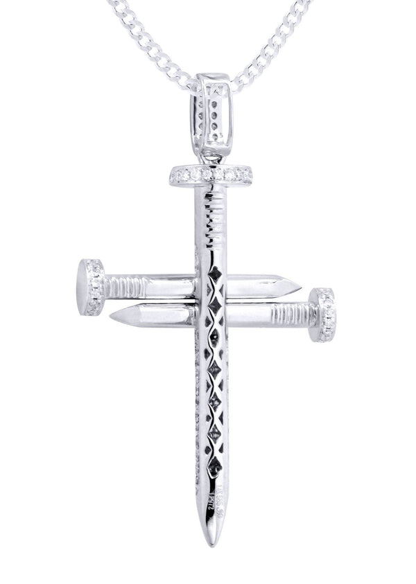 14K White Gold Diamond Cross Necklace  | 0.81 Carats