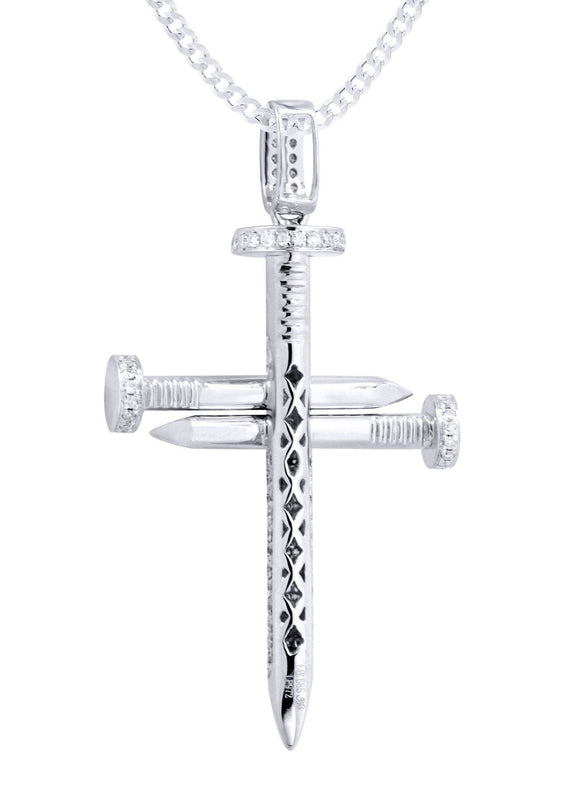 14K White Gold Diamond Cross Necklace  | 0.81 Carats