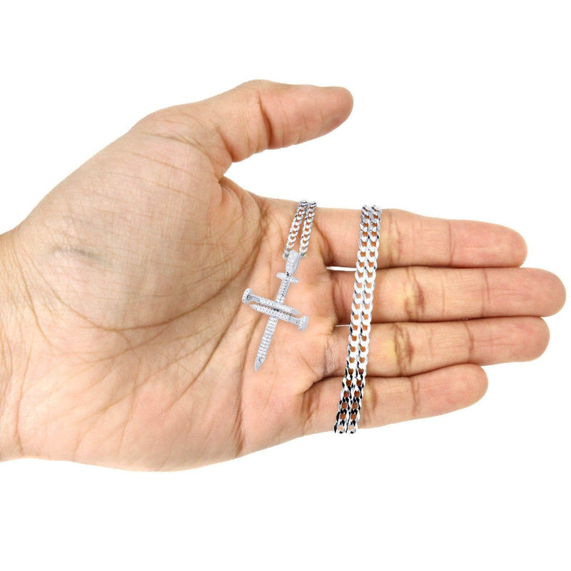 14K White Gold Diamond Cross Necklace  | 0.81 Carats