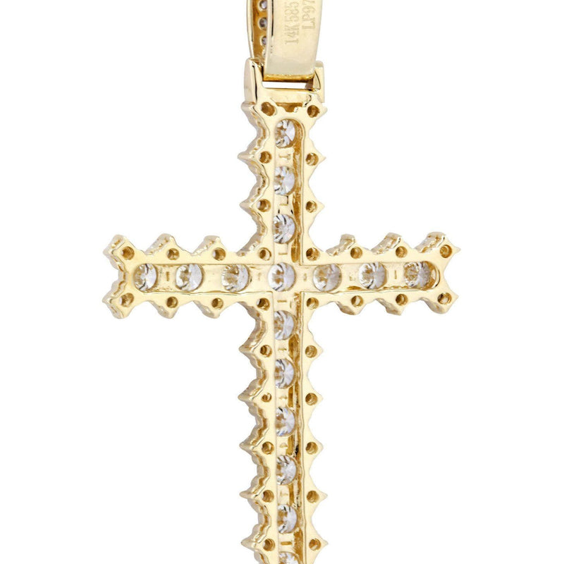 14K Yellow Gold Diamond Cross Necklace  | 1.95 Carats
