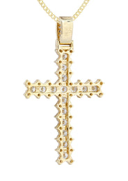 14K Yellow Gold Diamond Cross Necklace  | 1.95 Carats