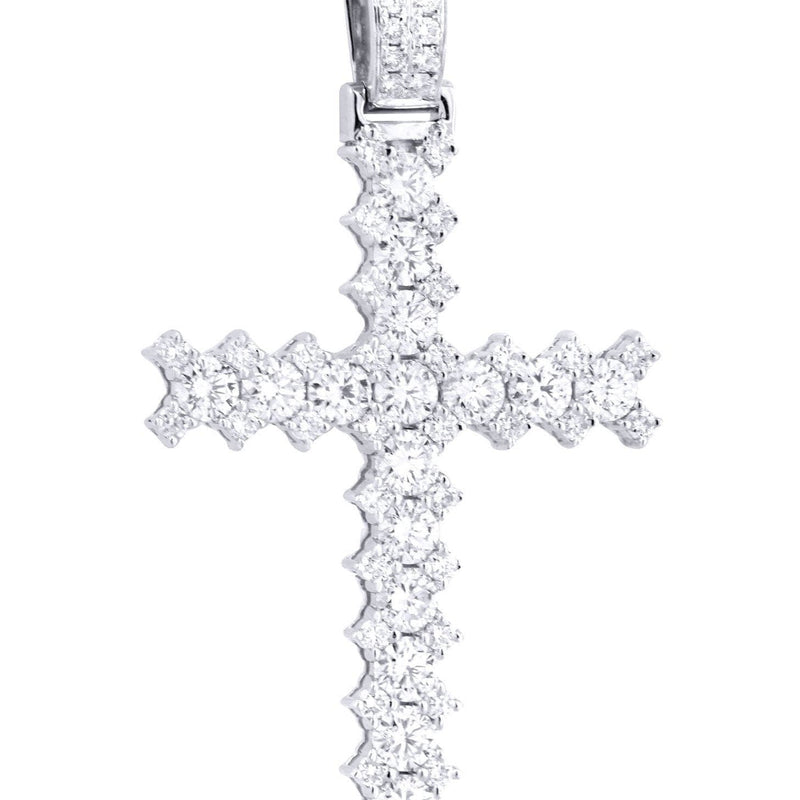 14K White Gold Diamond Cross Necklace  | 1.86 Carats