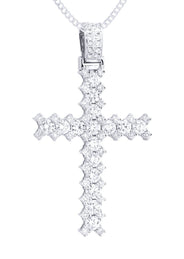 14K White Gold Diamond Cross Necklace  | 1.86 Carats