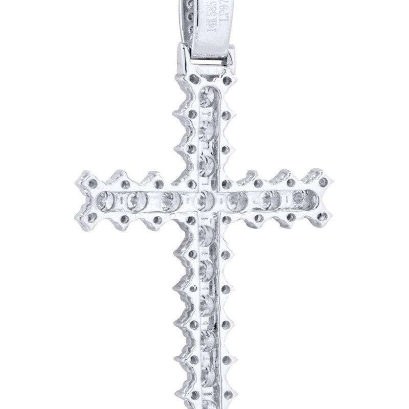 14K White Gold Diamond Cross Necklace  | 1.86 Carats