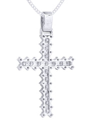 14K White Gold Diamond Cross Necklace  | 1.86 Carats