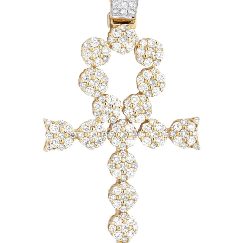 14K Yellow Gold Ankh Diamond Necklace  | 2.13 Carats
