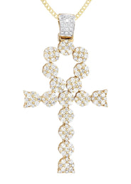 14K Yellow Gold Ankh Diamond Necklace  | 2.13 Carats