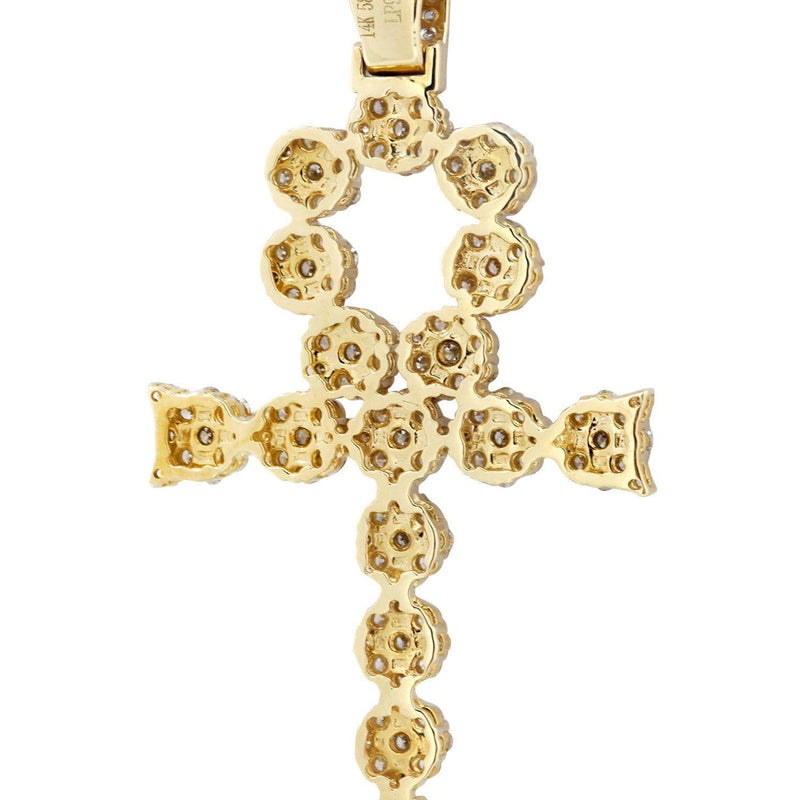 14K Yellow Gold Ankh Diamond Necklace  | 2.13 Carats