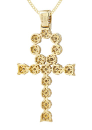 14K Yellow Gold Ankh Diamond Necklace  | 2.13 Carats