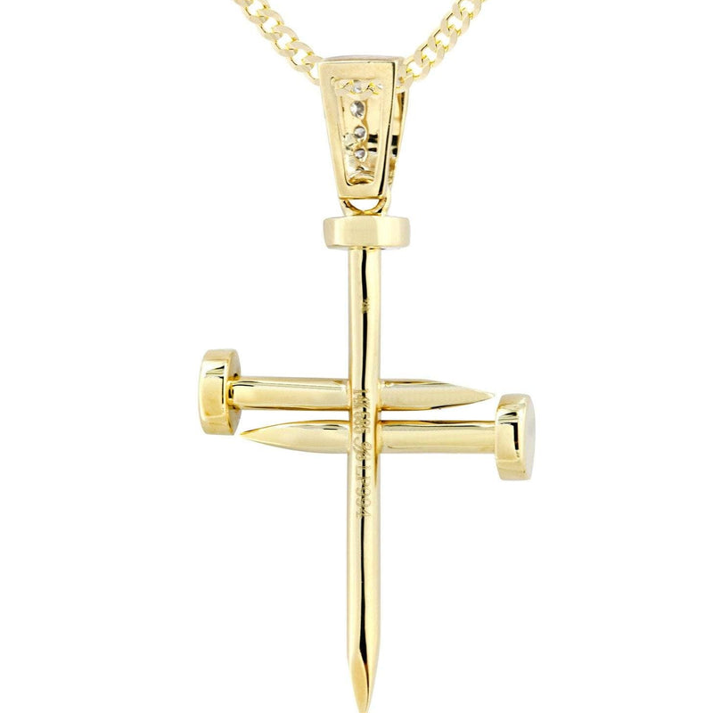 14K Yellow Gold Diamond Cross Necklace  | 0.59 Carats