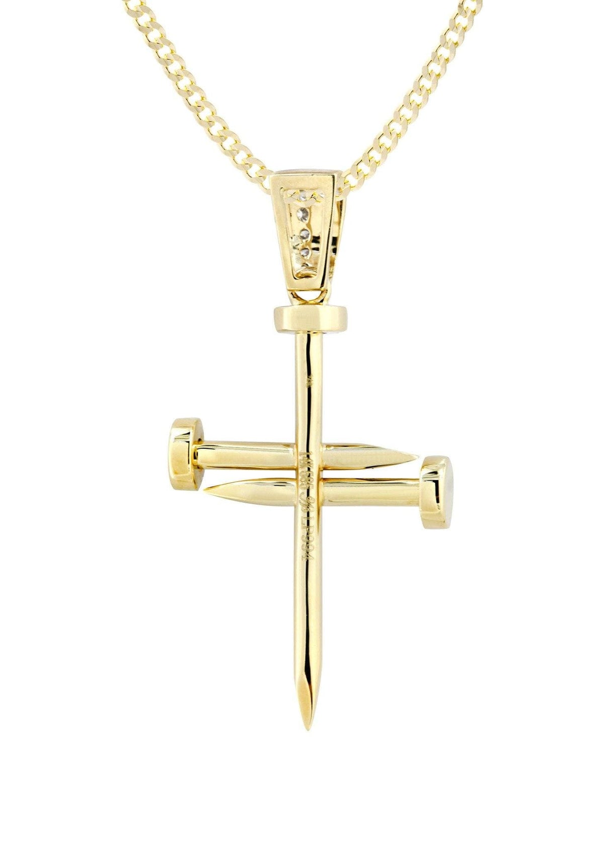 14K Yellow Gold Diamond Cross Necklace  | 0.59 Carats