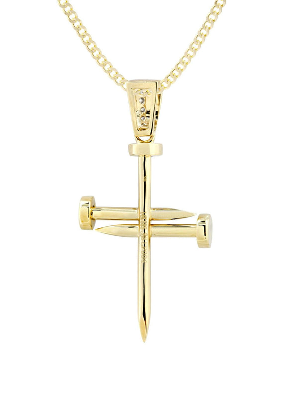 14K Yellow Gold Diamond Cross Necklace  | 0.59 Carats