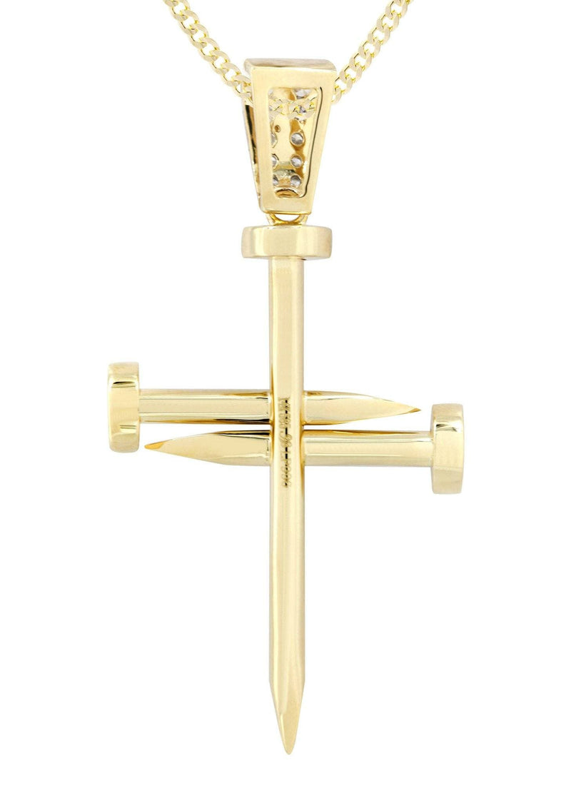 14K Yellow Gold Diamond Cross Necklace  | 1.86 Carats