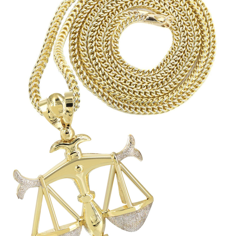 10K Yellow Gold Scales of Justice Necklace | Appx. 23.3 Grams