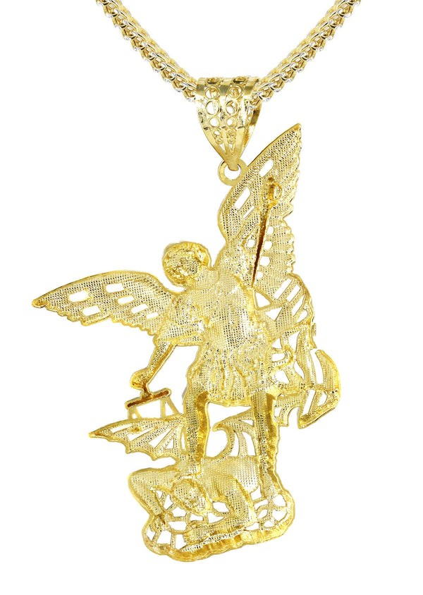 10K Yellow Gold Saint Michael Necklace | Appx. 21.3 Grams