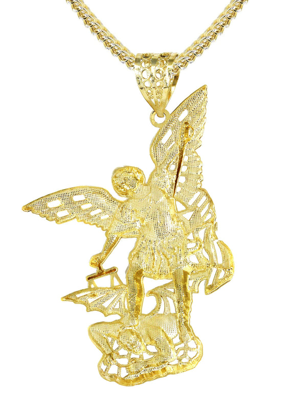10K Yellow Gold Saint Michael Necklace | Appx. 21.3 Grams