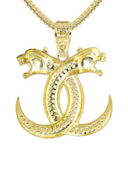 10K Yellow Gold Lion Heads Necklace | Appx. 16.2 Grams