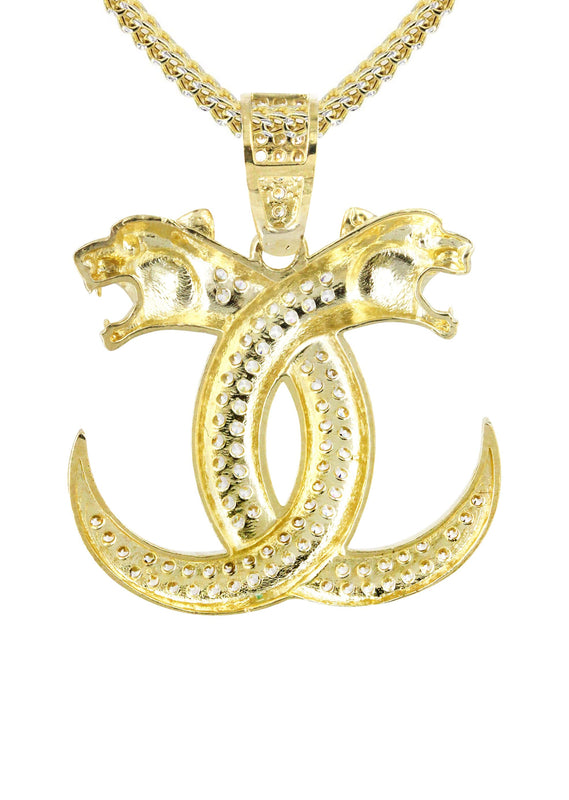 10K Yellow Gold Lion Heads Necklace | Appx. 16.2 Grams