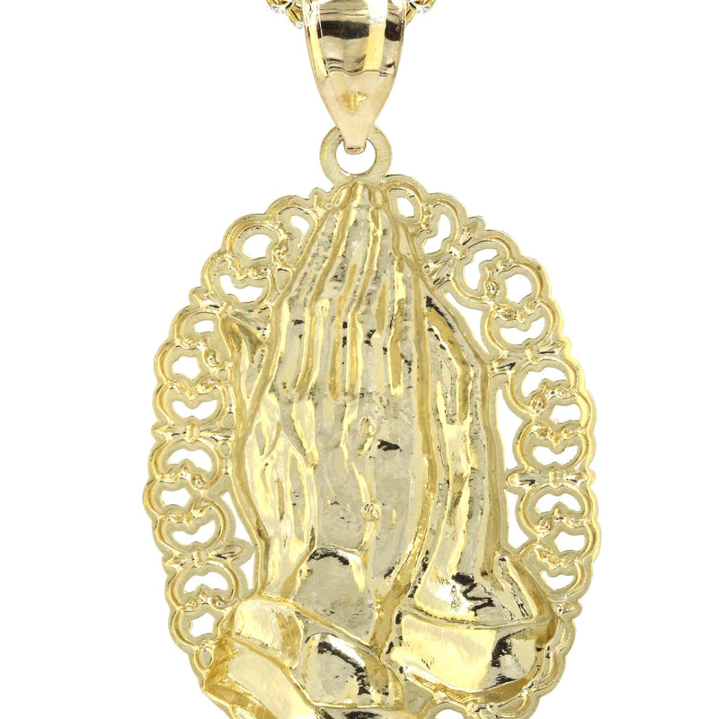 10K Yellow Gold Praying Hands Necklace | Appx. 16.1 Grams