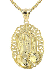 10K Yellow Gold Praying Hands Necklace | Appx. 16.1 Grams