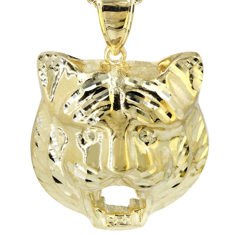10K Yellow Gold Tiger Head Necklace | Appx. 16.9 Grams