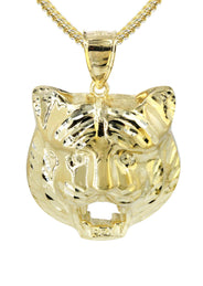 10K Yellow Gold Tiger Head Necklace | Appx. 16.9 Grams