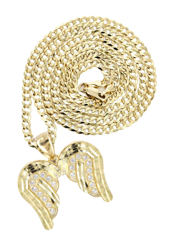 10K Yellow Gold Wings Necklace | Appx. 14.6 Grams
