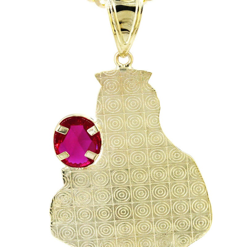 10K Yellow Gold Saint Barbara Necklace with Ruby Stone | Appx. 16.6 Grams