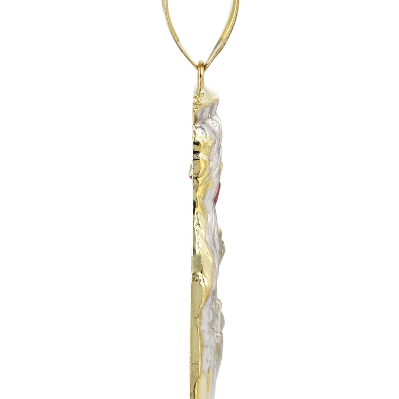 10K Yellow Gold Saint Barbara Necklace with Ruby Stone | Appx. 16.6 Grams