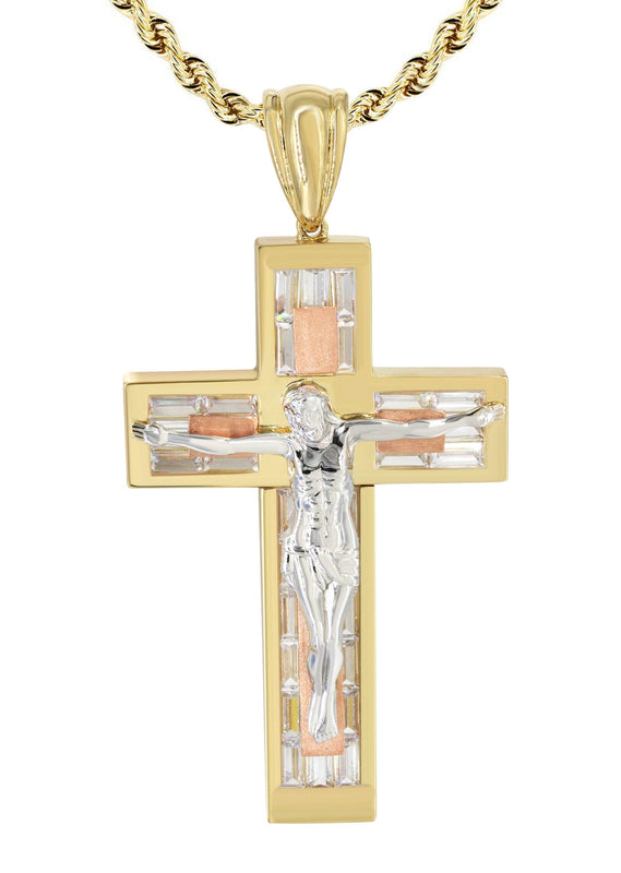 10K Yellow Gold Cross /Crucifix Necklace | Appx. 47 Grams