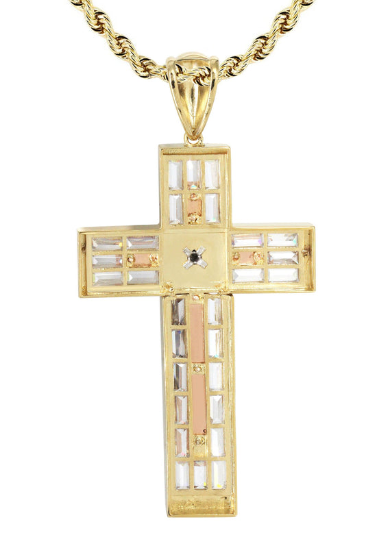 10K Yellow Gold Cross /Crucifix Necklace | Appx. 47 Grams